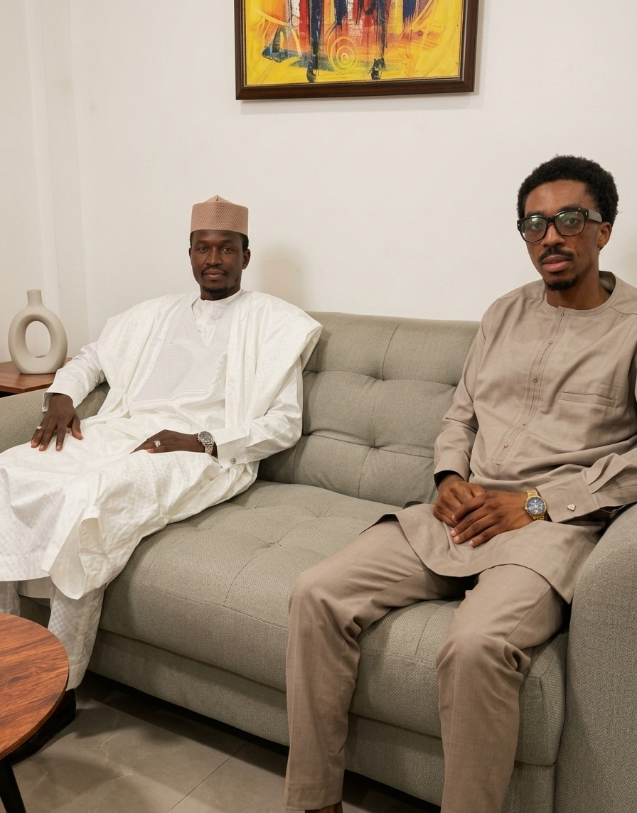 Two men seated during a meeting.